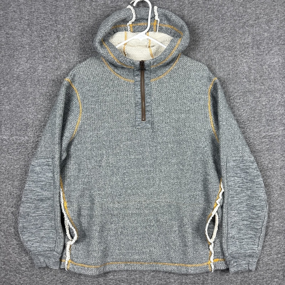 Carbon‎ 2 Cobalt Sartorial Hoodie Mens Medium Gray Herringbone 1/4 Pullover